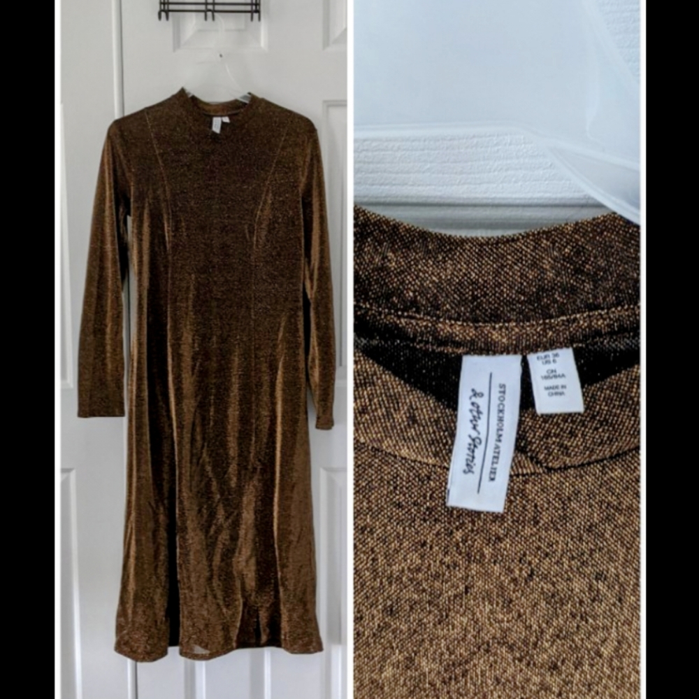 & Other Stories Bronze Holiday Sheath Dress